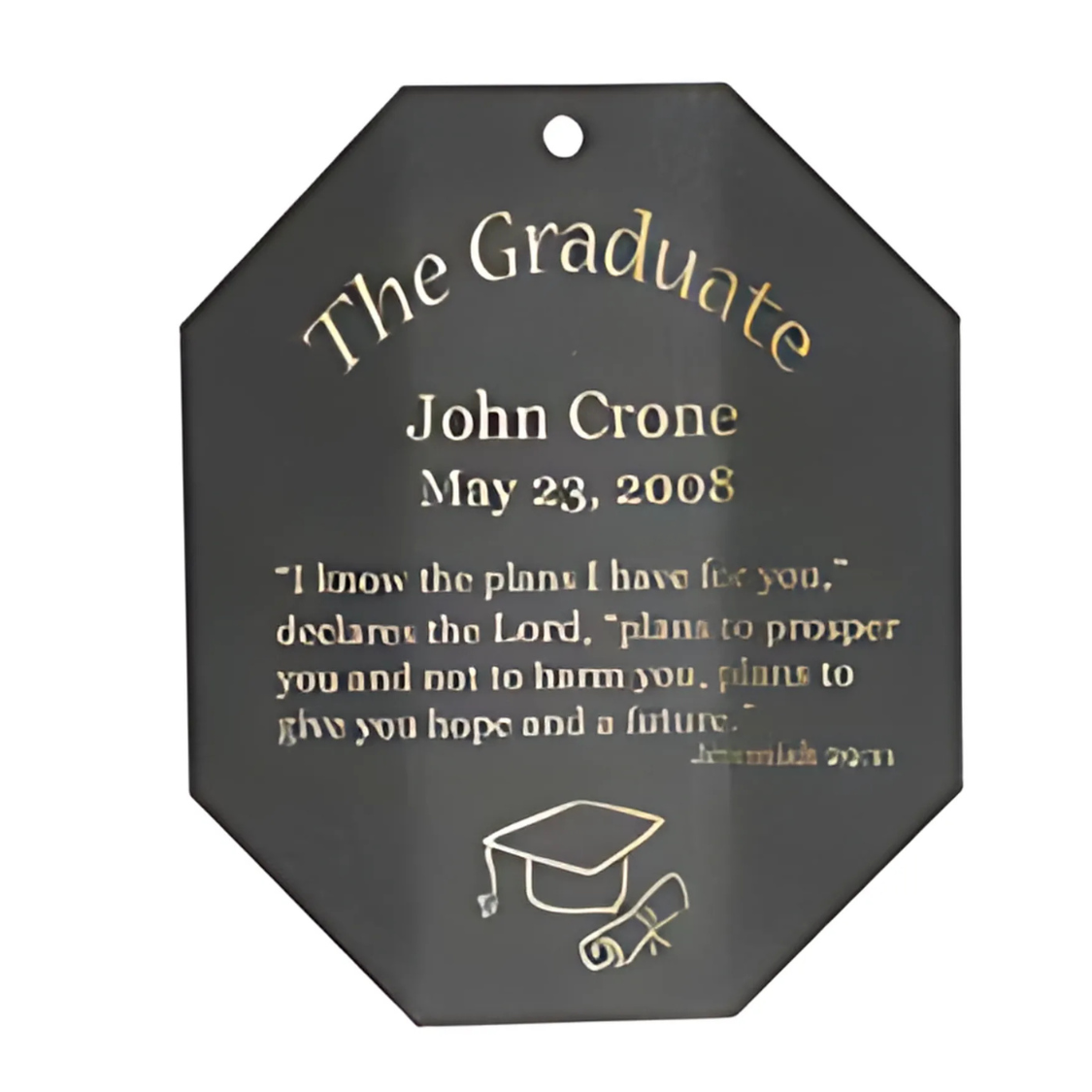 The Graduate engraving on striker